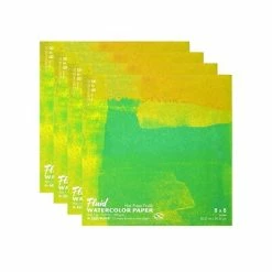 Discount 🧨 Art Paper & Rolls Global Art Fluid Hot Press Watercolor Paper Block 8 In. X 8 In., 15 Sheets, 4/Pack (PK4-850088) 💯