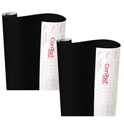 Discount ✨ Kittrich Art Paper & Rolls Con-Tact® Creative Covering™ Adhesive Covering, 18" X 16' Per Roll, Black, 2 Rolls (KIT16FC9A93206-2) 💯
