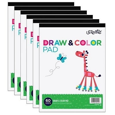 Promo 🎉 Art Paper & Rolls UCreate® Draw & Color Pad, 9" X 12", White, Pack Of 6 (PACCAR90510-6) 😍