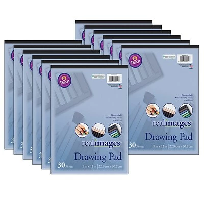 Budget 😉 Pacon Art Paper & Rolls Real Images™ Drawing Pad, Heavyweight, 9" X 12", White, 30 Sheets, Pack Of 12 (PACMMK50151-12) 🔔