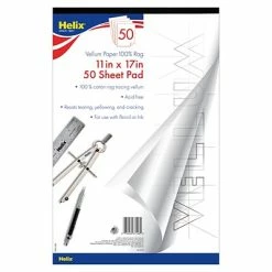 Promo ⭐ Art Paper & Rolls Helix® Vellum Paper Pad, 100% Rag, 11" X 17", White, 50 Sheets (MAP37106) 🔥