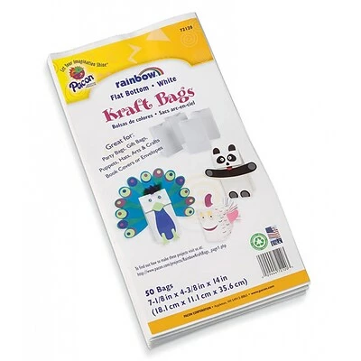 Flash Sale 🔥 Educational Insights Art Paper & Rolls Pacon® Rainbow® 3 15/16" X 7 1/8" Colored Kraft Paper Bag, White, 50/Pack 🤩 - Image 2