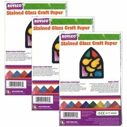 Hot Sale 🛒 Art Paper & Rolls Roylco Stained Glass Paper, 8.5" X 11", Assorted Colors, 24 Sheets/Pack, 3 Packs/Bundle (R-15257-3) ✔️