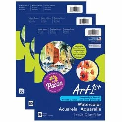 Best Pirce 🌟 Fadeless® Art Paper Rolls Pacon Art1st Watercolor Paper, 9" X 12", White, 3 Packs/Bundle (PAC4925-3) 🎉
